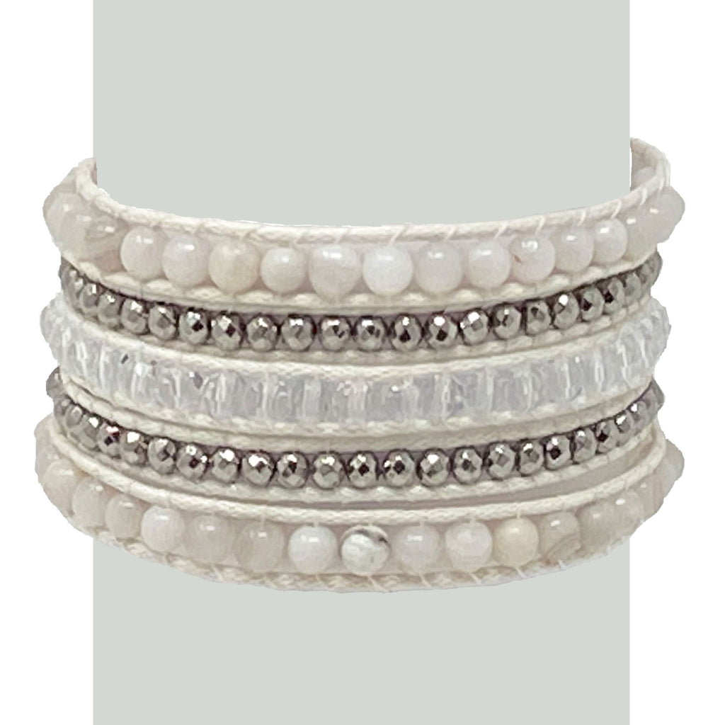 White agate & hematite DIY wrap bracelet kit - TruLoom