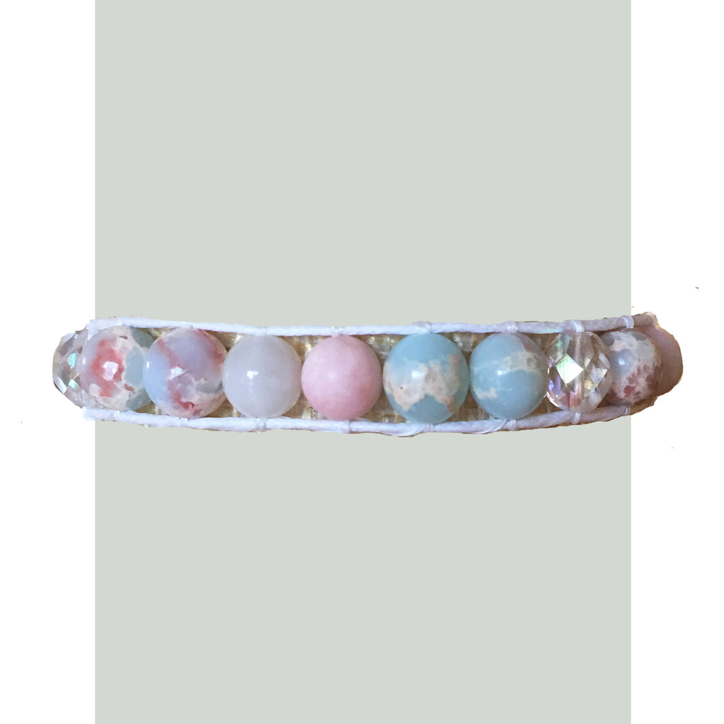 Jasper, pink opal, and moonstone DIY bracelet kit - TruLoom